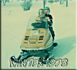 Picture of Tim and Bill on Snowmobile during Blizzard of 78